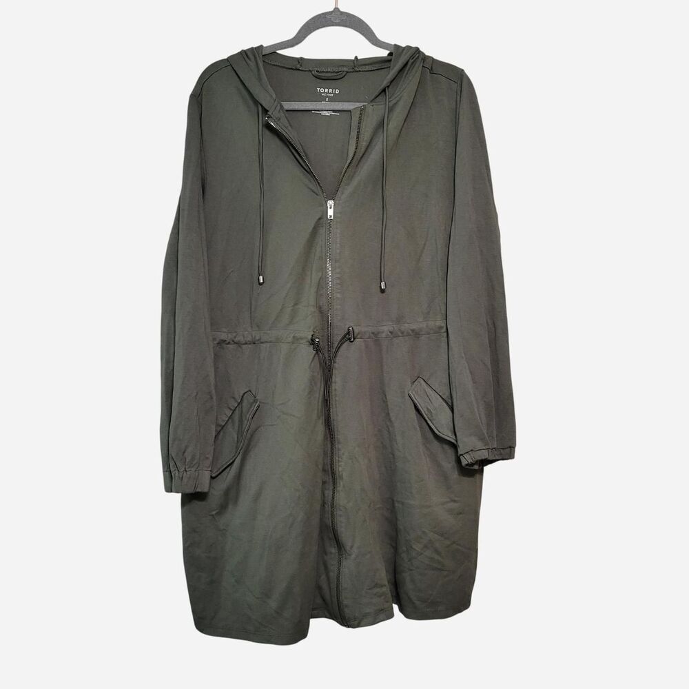 Torrid Active Ponte Anorak Hooded Jacket Women's 2 XXL Olive Green Outdoors EUC